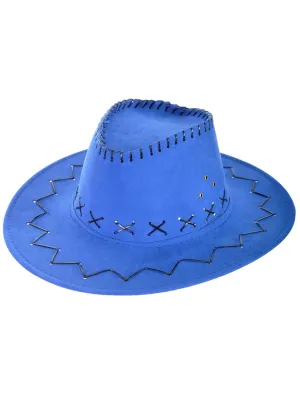 Bright Blue Suede Outback Cowboy Costume Hat