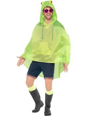 Bright Green Mens Frog Poncho Animal Costume