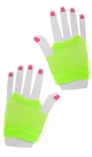 Bright Neon Green Fishnet Costume Gloves