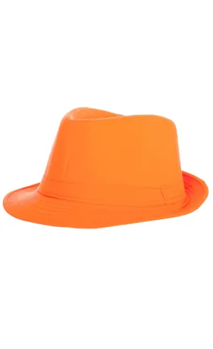 Bright Neon Orange Costume Fedora Hat