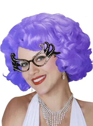 Bright Purple Womens Dame Edna Everage Costume Wig