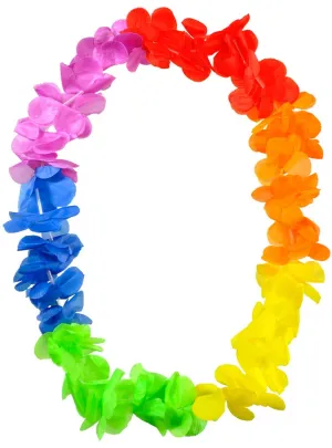 Bright Rainbow Flower Hawaiian Costume Lei
