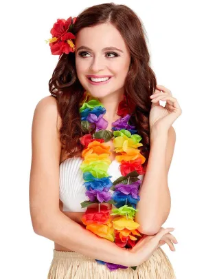 Bright Rainbow Flower Lei Hawaiian Costume Accessory