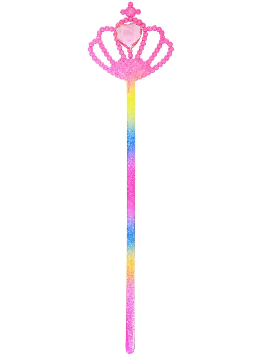 Bright Rainbow Glitter Costume Wand with Jewel