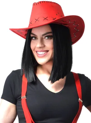 Bright Red Adults Cowboy Costume Hat