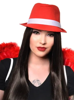 Bright Red Fabric Fedora Costume Hat