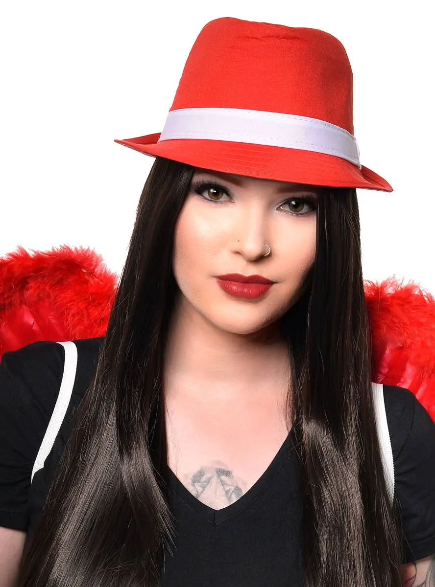 Bright Red Fabric Fedora Costume Hat