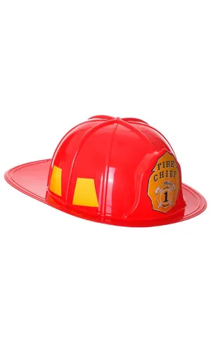 Bright Red Fire Chief Adults Costume Helmet