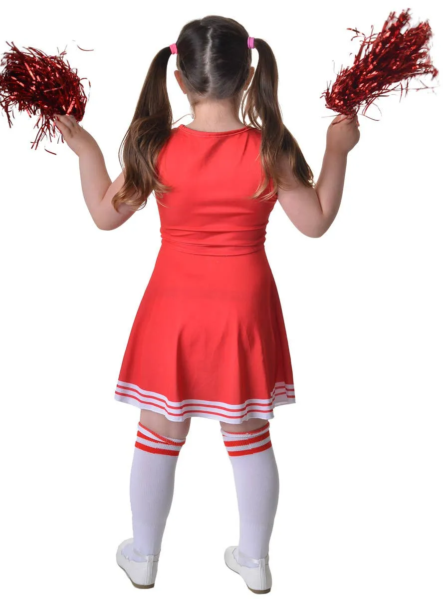 Bright Red Girls Cheerleader Fancy Dress Costume