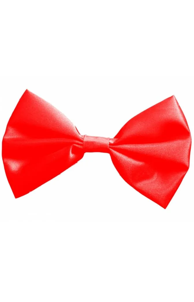 Bright Red Satin Bow Tie Costume Accessory