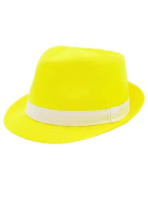 Bright Yellow Fabric Fedora Costume Hat