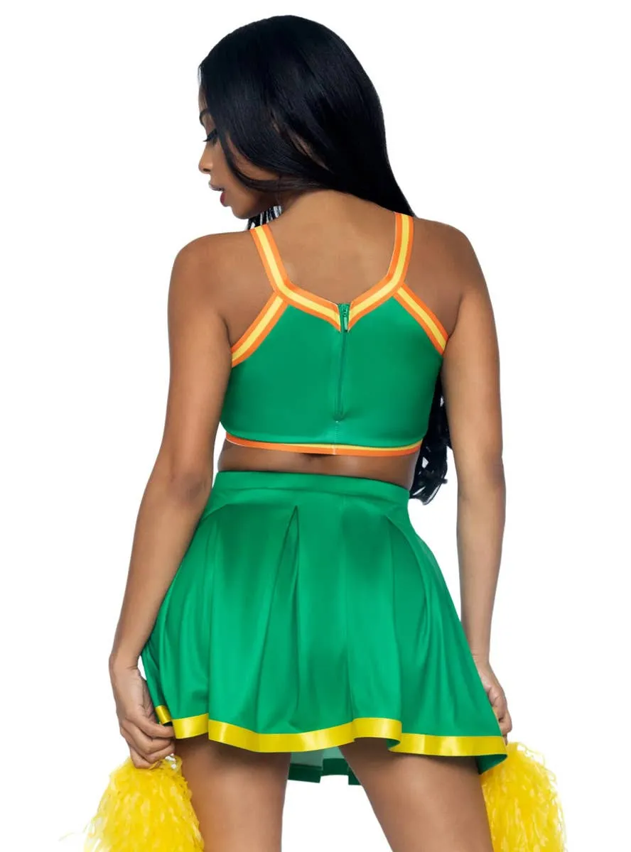 Bring it Baddie Womens Sexy Green Cheerleader Costume