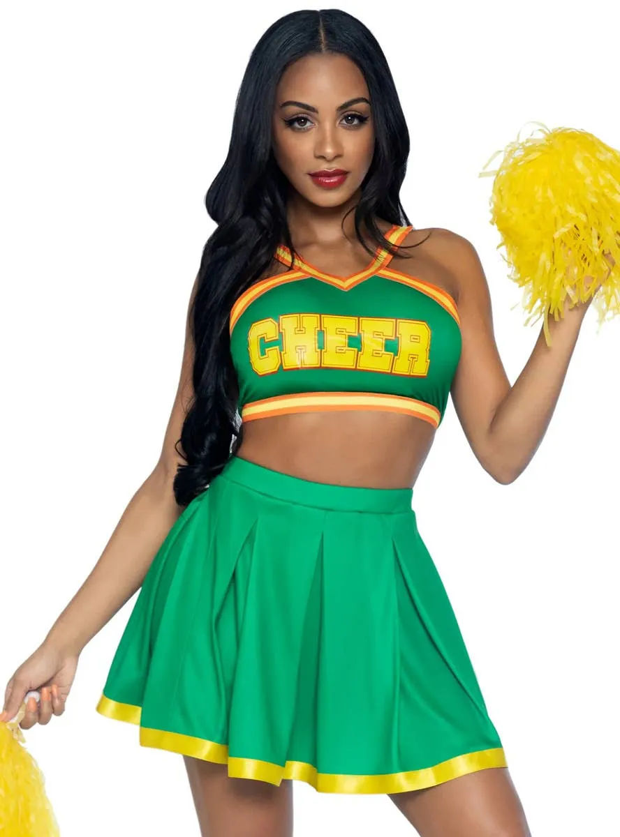 Bring it Baddie Womens Sexy Green Cheerleader Costume