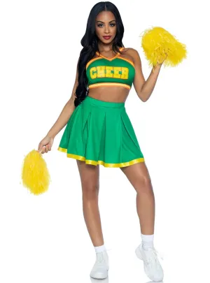 Bring it Baddie Womens Sexy Green Cheerleader Costume