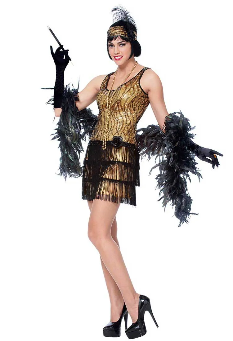 Broadway Flapper Womens Gold 1920s Costume
