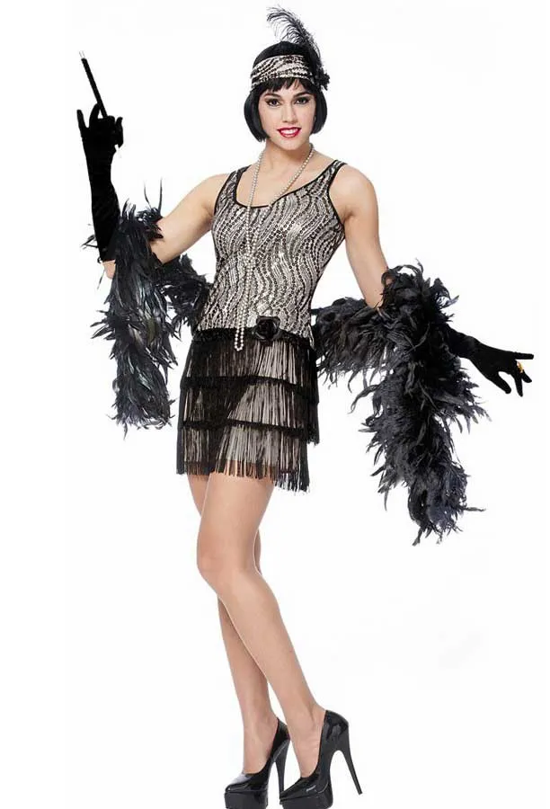 Broadway Flapper Womens Silver 1920s Costume