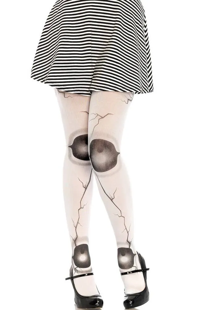 Broken Doll Womens White Opaque Stockings