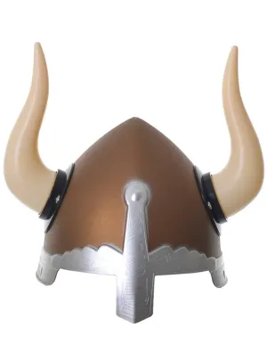 Bronze and Silver Viking Costume Helmet with Horns
