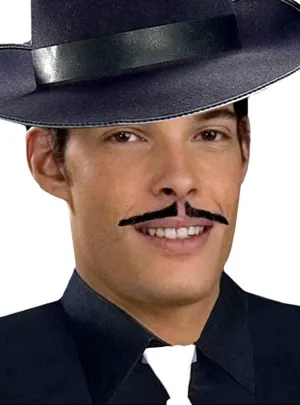 BROWN 1920s Thin Gangster Human Hair Costume Moustache