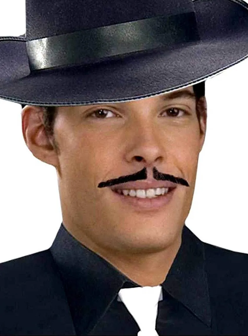 BROWN 1920s Thin Gangster Human Hair Costume Moustache