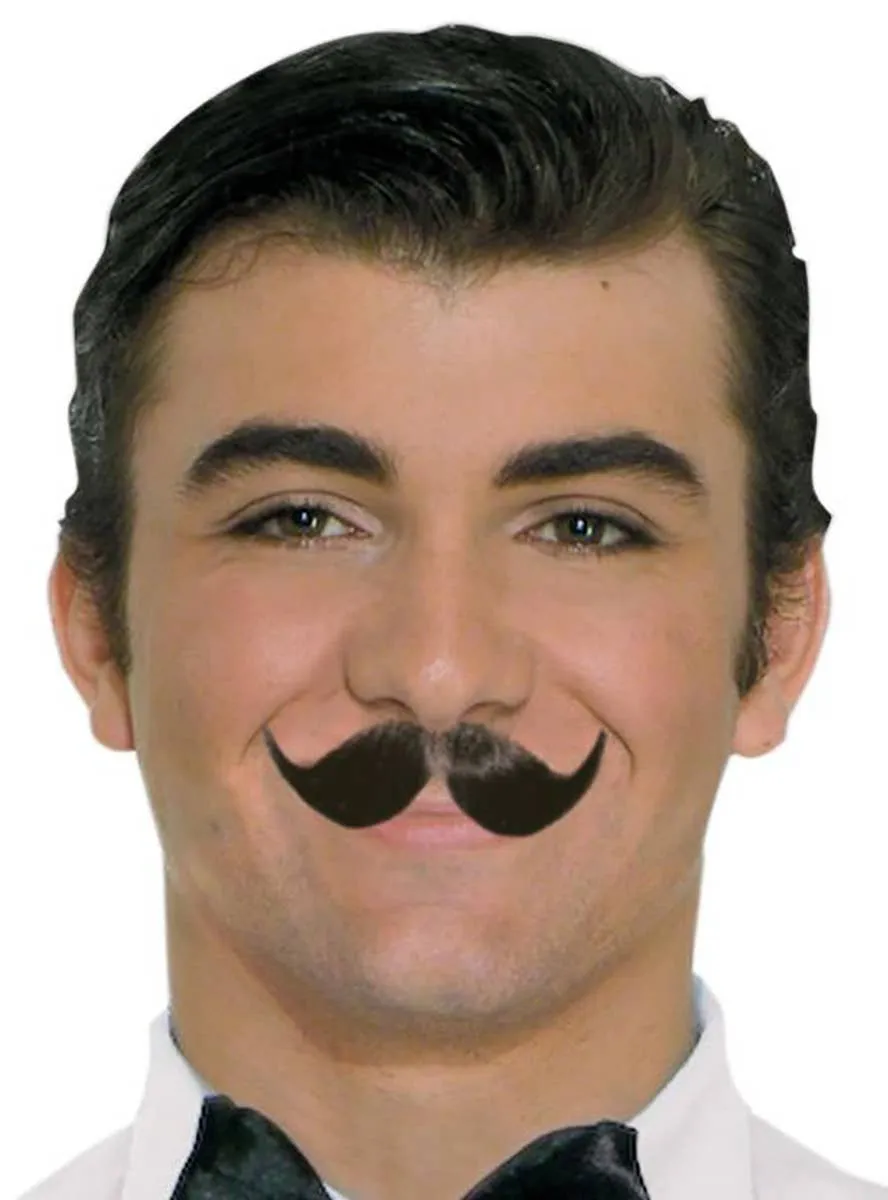 BROWN Human Hair Englishman Costume Moustache