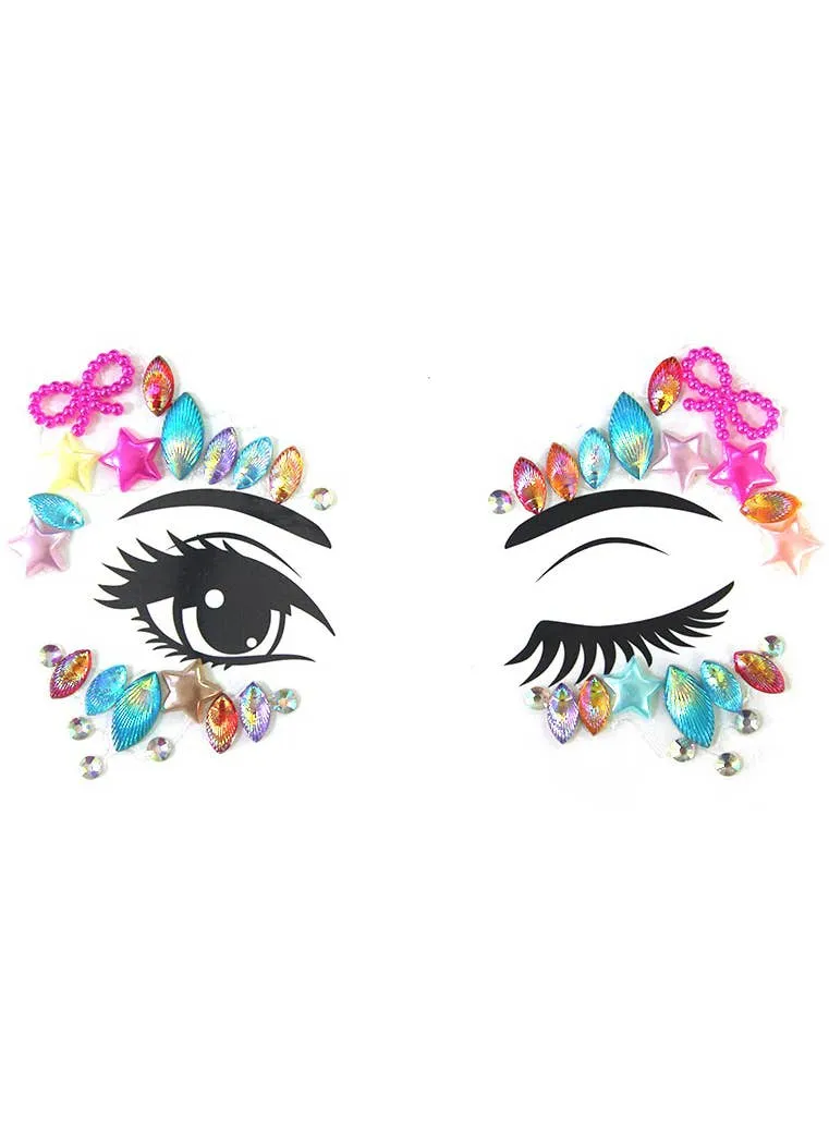 Bubble Pop Electric Rainbow Stick On Face Jewels