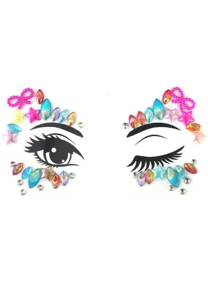 Bubble Pop Electric Rainbow Stick On Face Jewels