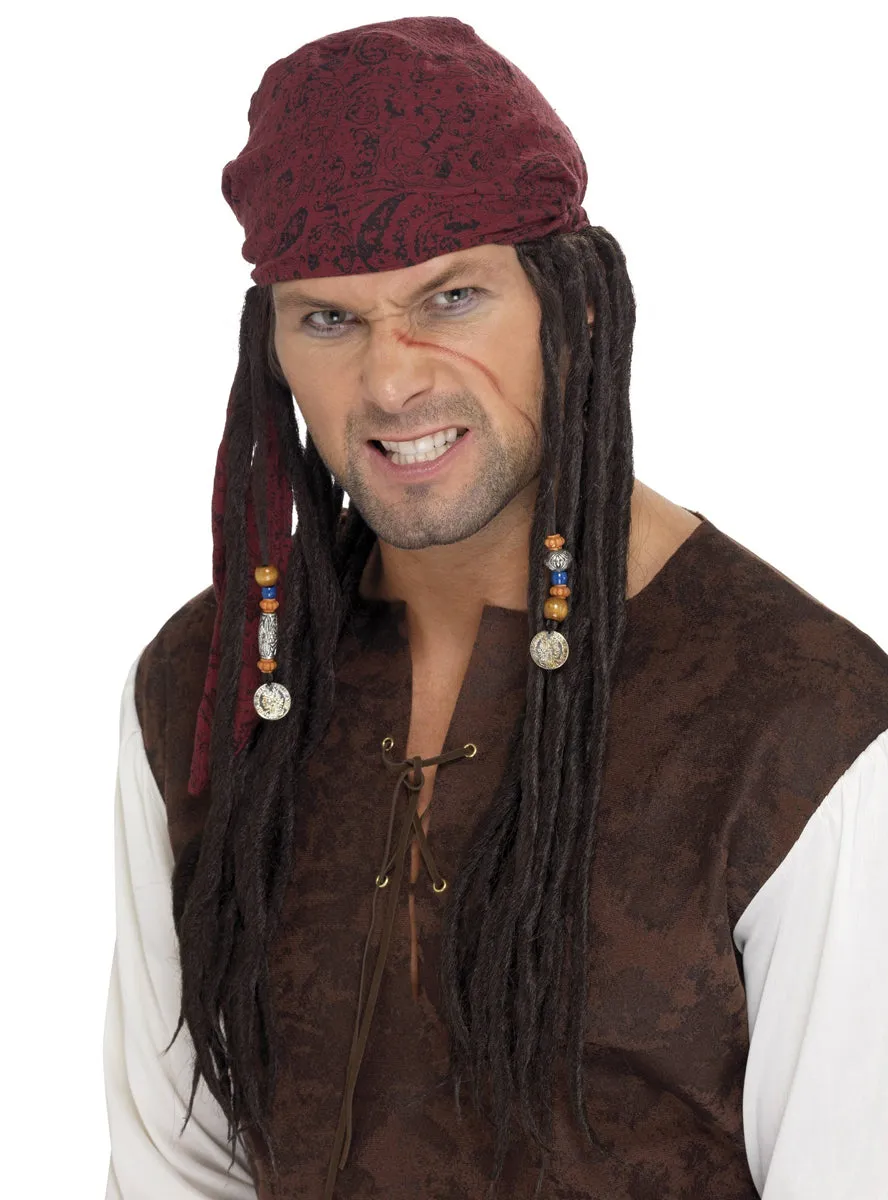 Buccaneer Dreadlocks Long Brown Pirate Wig