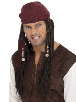 Buccaneer Dreadlocks Long Brown Pirate Wig
