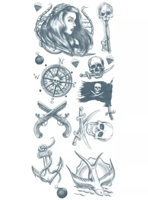 Buccaneer Pirate High Quality Temporary Tattoo Sheet