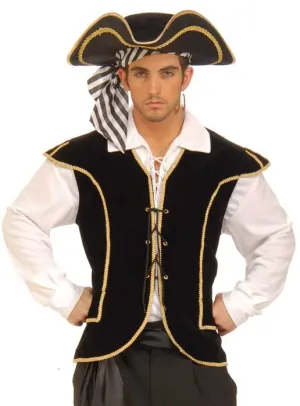 Buccaneer Pirate Mens Black Velvet Costume Vest