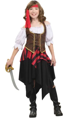 Buccaneer Sweetie Pirate Girls Red And Black Striped Costume