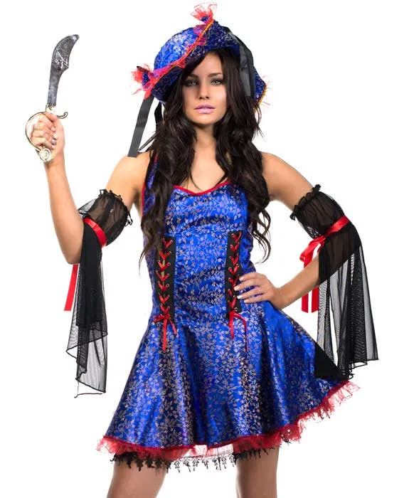Buccaneer Womens Blue Bounty Pirate Wench Costume