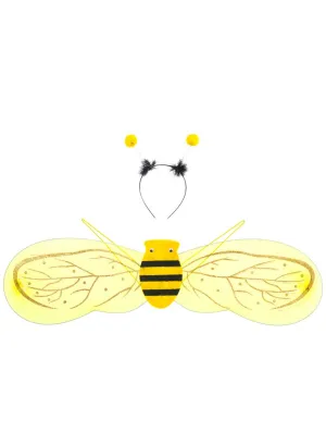 Bumblebee Girls Glitter Wings and Headband Accessory Set