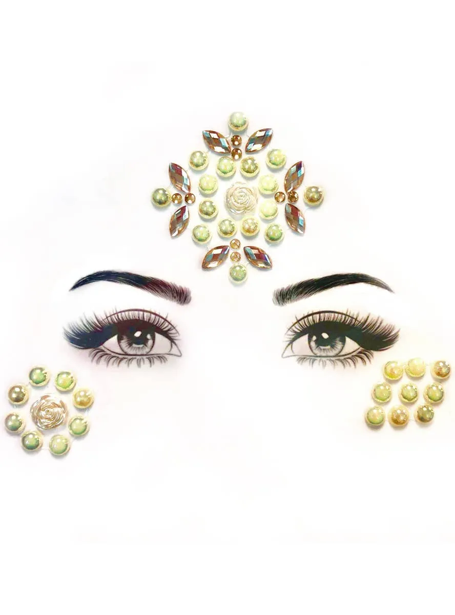 Bumbles Pearls and Roses Stick On Face Jewels