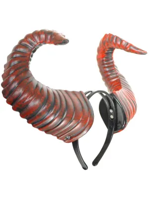 Burgundy Red Goat Horns Costume Headband