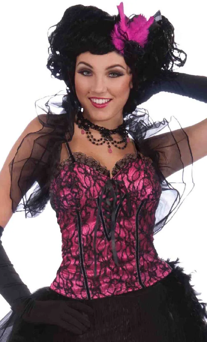 Burlesque Pink and Black Womens Costume Corset