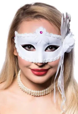 Burlesque Womens White Masquerade Mask
