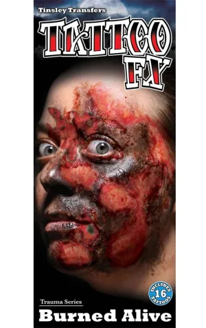 Burned Alive Halloween Temporary Tattoo FX Makeup