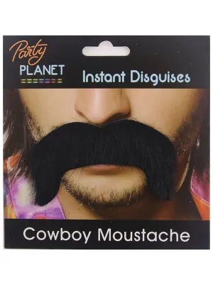 Bushy Black Cowboy Costume Moustache