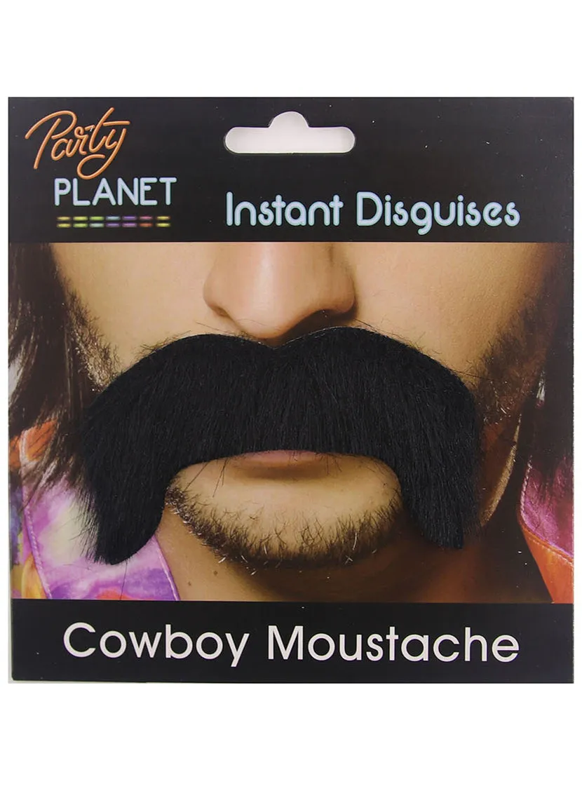 Bushy Black Cowboy Costume Moustache