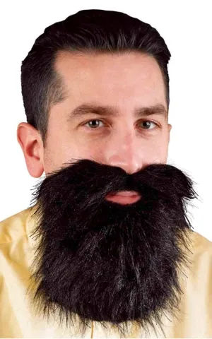 Bushy Black Fake Beard and Moustache Facial Hair