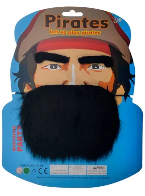 Bushy Black Faux Hair Costume Beard on Elastic