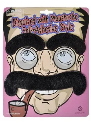 Bushy Black Moustache And Eyebrows Set