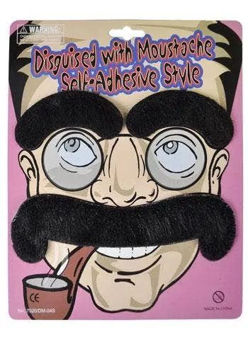 Bushy Black Moustache And Eyebrows Set