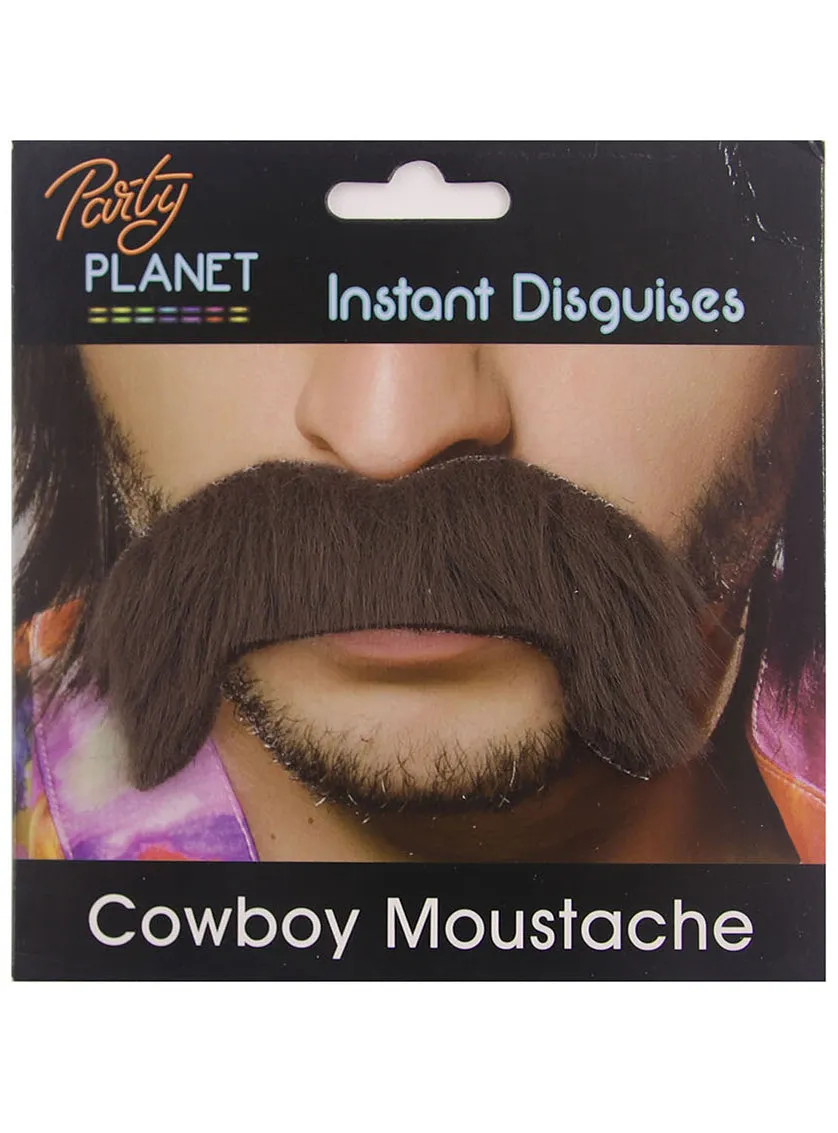 Bushy Brown Cowboy Costume Moustache