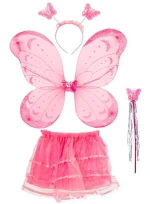 Butterfly Fairy Girls Pink Wings and Tutu Accessory Set