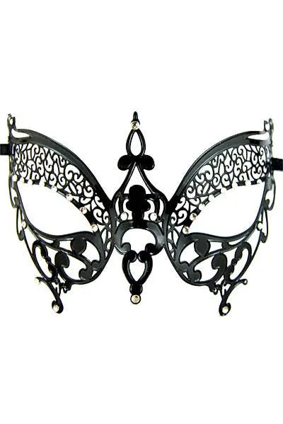 Butterfly Lightweight Black Metal Masquerade Mask