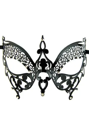 Butterfly Lightweight Black Metal Masquerade Mask