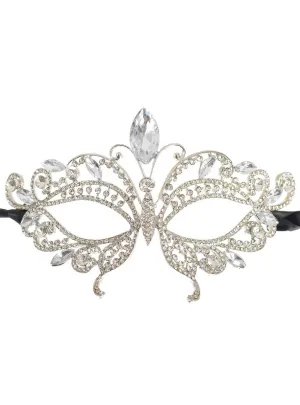 Butterfly Rhinestone Encrusted Womens Masquerade Mask
